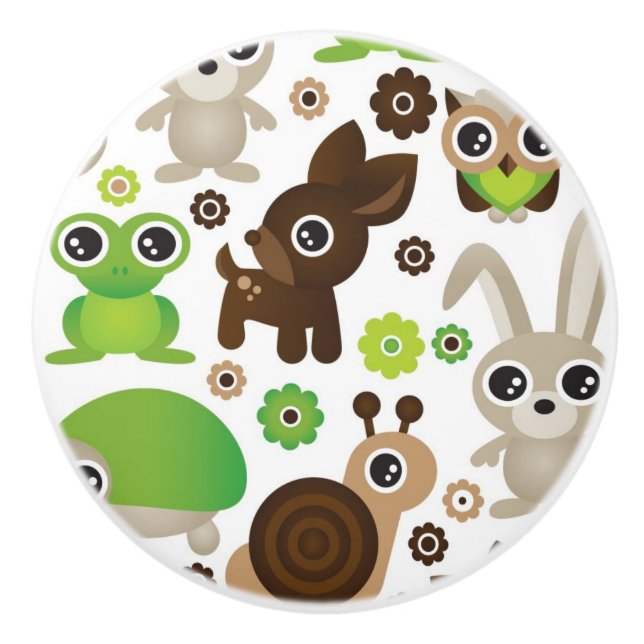 deer turtle bunny animal wallpaper ceramic knob (Front)