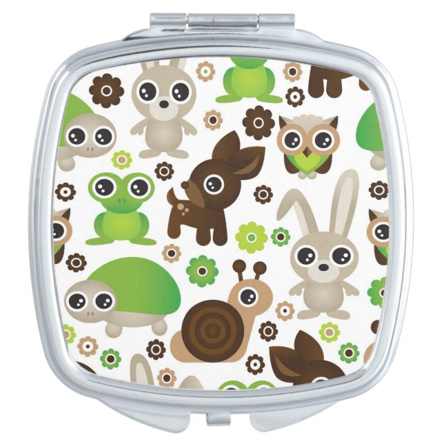deer turtle bunny animal wallpaper compact mirror (Front)