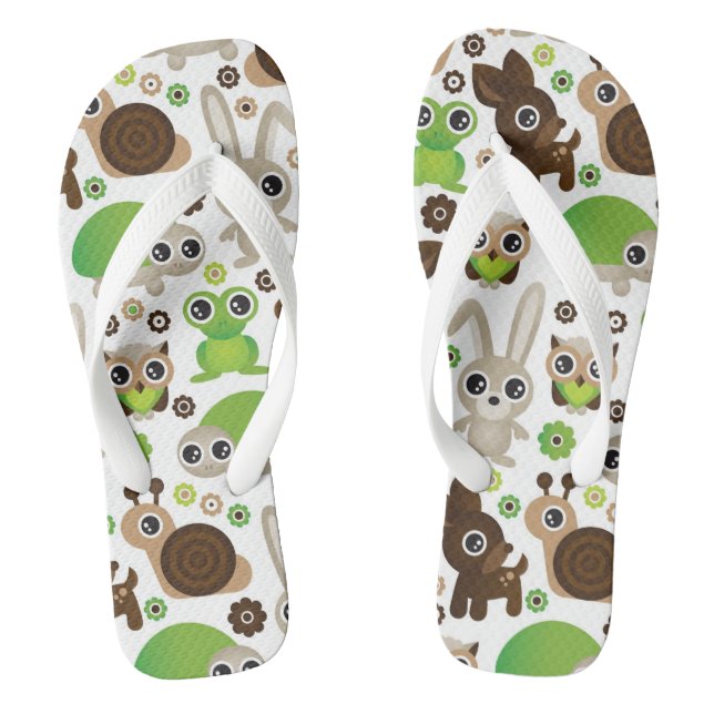 deer turtle bunny animal wallpaper flip flops (Footbed)