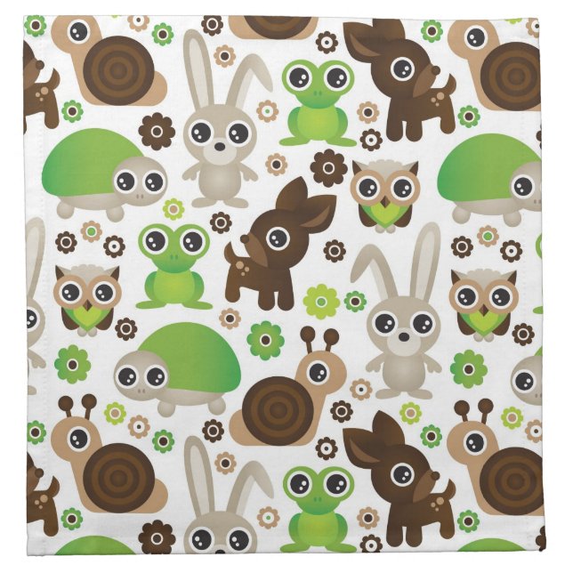 deer turtle bunny animal wallpaper napkin (Front)