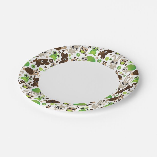 deer turtle bunny animal wallpaper paper plates (Angled)
