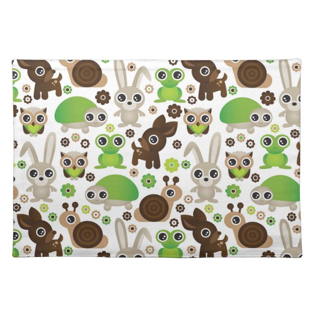 deer turtle bunny animal wallpaper placemat (Front)