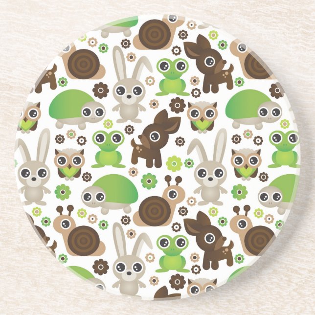 deer turtle bunny animal wallpaper sandstone coaster (Front)