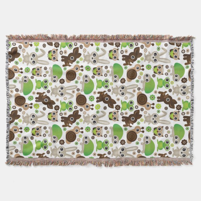 deer turtle bunny animal wallpaper throw blanket (Front)