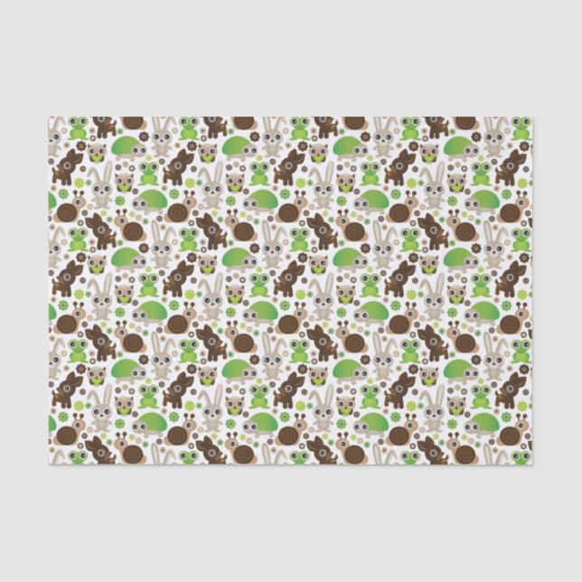 deer turtle bunny animal wallpaper tissue paper (Front)