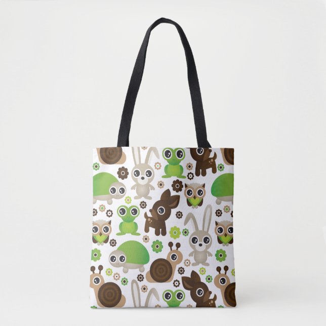 deer turtle bunny animal wallpaper tote bag (Front)