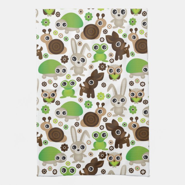 deer turtle bunny animal wallpaper towel (Vertical)