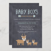 Deer Twin Boys Chalkboard Baby Shower Invitation (Front/Back)