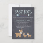 Deer Twin Boys Chalkboard Baby Shower Invitation