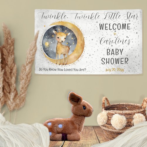 Deer Twinkle Twinkle Little Star Baby Shower Banner