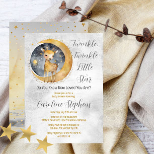 Deer Twinkle Twinkle Little Star Baby Shower Invitation