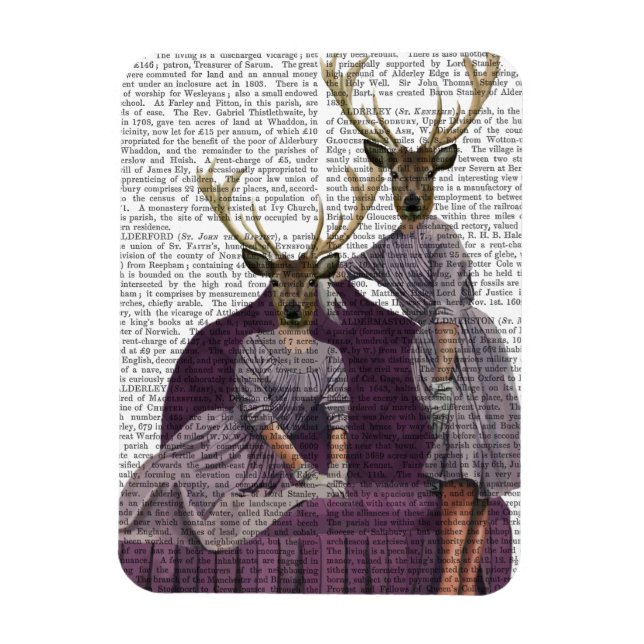 Deer Twins in Purple Magnet (Vertical)