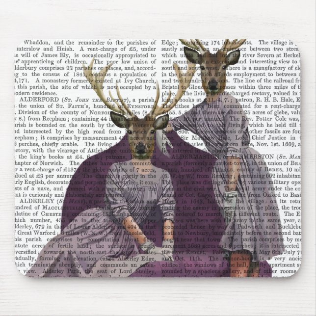 Deer Twins in Purple Mouse Pad (Front)