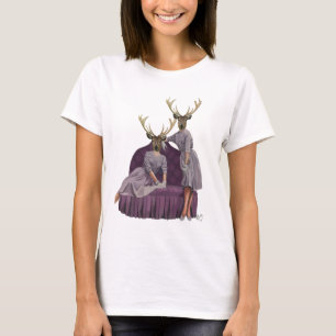 Deer Twins in Purple T-Shirt