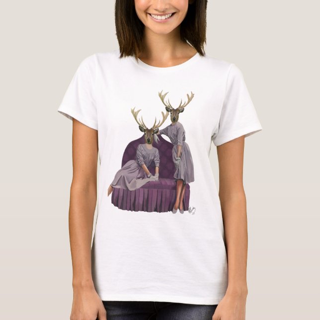 Deer Twins in Purple T-Shirt (Front)