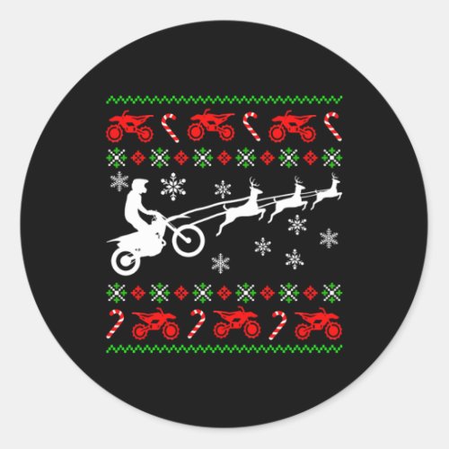 Deer Ugly Christmas Biker Motorcycle Motocross Gif Classic Round Sticker