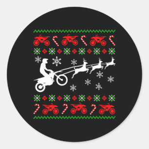 Deer Ugly Christmas Biker Motorcycle Motocross Gif Classic Round Sticker