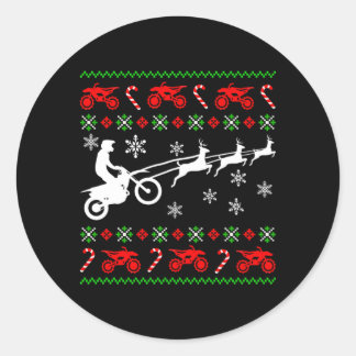Deer Ugly Christmas Biker Motorcycle Motocross Gif Classic Round Sticker