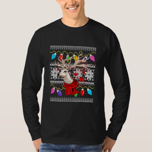 Deer Ugly Christmas Shirt Deer Santa Hat Gift 