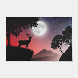 deer under the red moon doormat