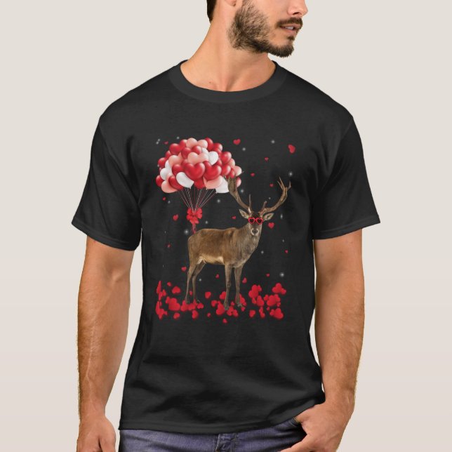 Deer Valentine s Day Heart Animals T-Shirt (Front)
