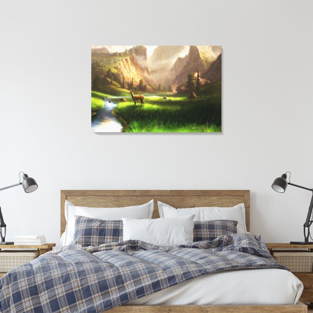 Deer Valley Oil Painting Print (Insitu(Bedroom))