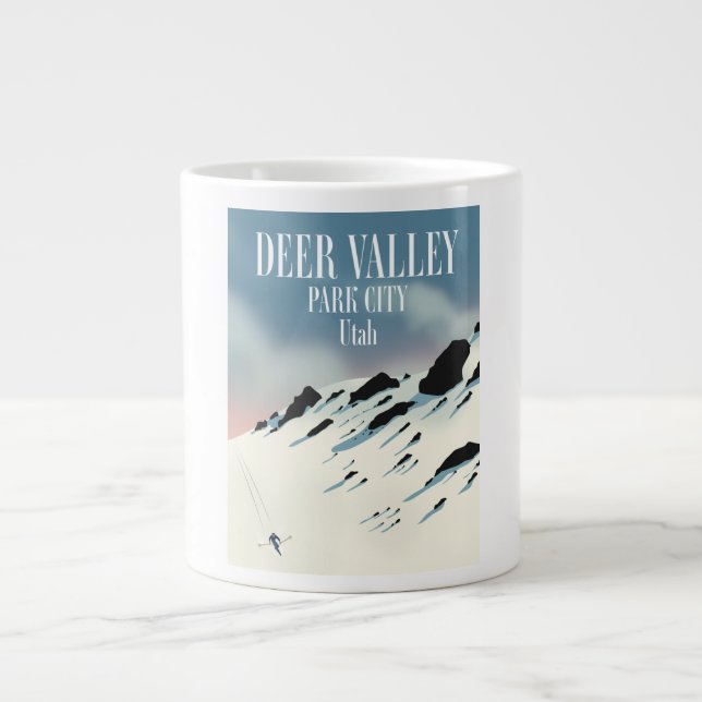 Deer Valley, park city, Utah, ski poster Giant Coffee Mug (Front)