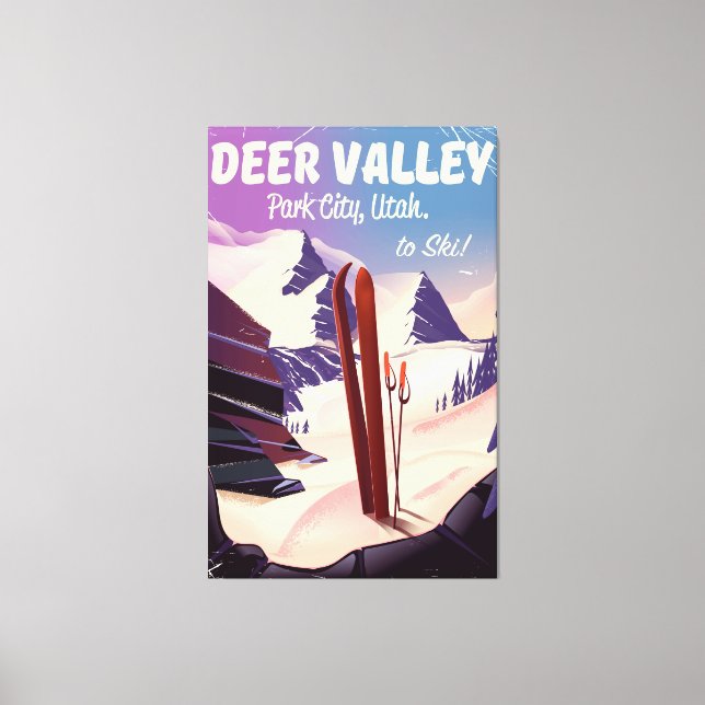 Deer Valley, Park City, Utah, Ski travel poster. Canvas Print (Front)