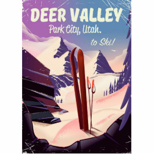Deer Valley, Park City, Utah, Ski travel poster. Cutout