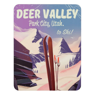 Deer Valley, Park City, Utah, Ski travel poster Door Sign