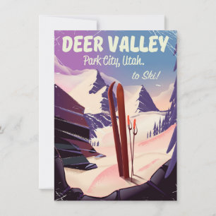 Deer Valley, Park City, Utah, Ski travel poster. Invitation