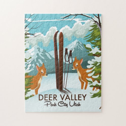 Deer Valley Park City Utah ski Travel poster Jigsaw Puzzle