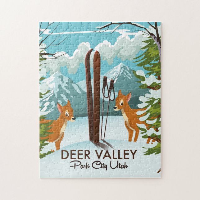 Deer Valley Park City Utah ski Travel poster Jigsaw Puzzle (Vertical)
