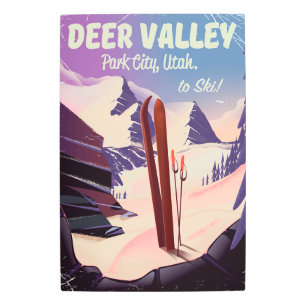 Deer Valley, Park City, Utah, Ski travel poster. Metal Print