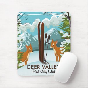 Deer Valley Park City Utah ski travel poster Mouse Pad