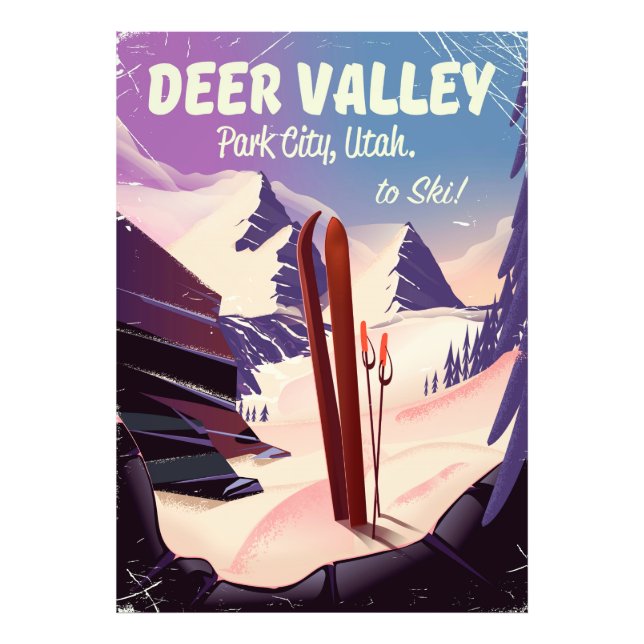 Deer Valley, Park City, Utah, Ski travel poster. Photo Print (Front)