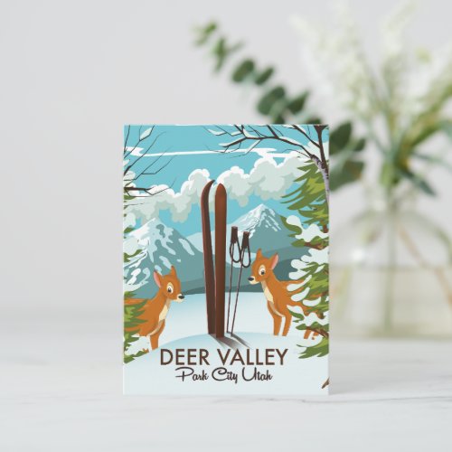 Deer Valley Park City Utah ski Travel poster Postcard