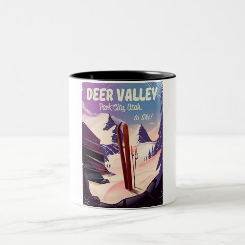 Deer Valley Park City Utah Ski travel poster Two_Tone Coffee Mug