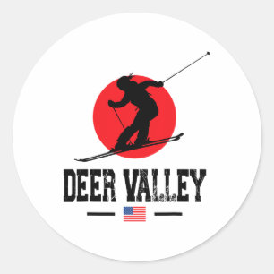 Deer Valley Usa Ski Resort Rocky Mountains America Classic Round Sticker