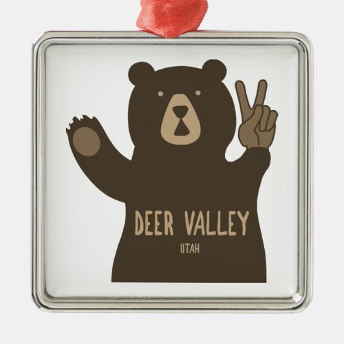 Deer Valley Utah Peace Bear Metal Ornament