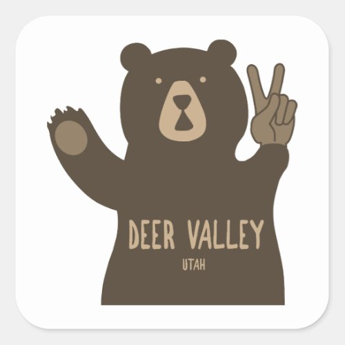Deer Valley Utah Peace Bear Square Sticker