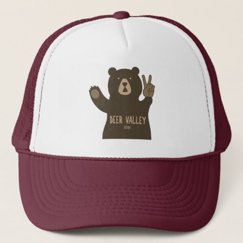 Deer Valley Utah Peace Bear Trucker Hat