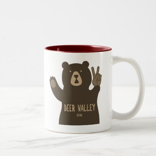 Deer Valley Utah Peace Bear Two_Tone Coffee Mug