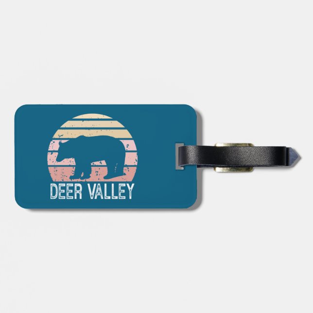 Deer Valley Utah Retro Bear Luggage Tag (Back Horizontal)