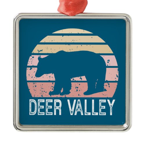 Deer Valley Utah Retro Bear Metal Ornament