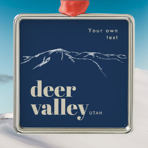 Deer Valley Utah scribbled mountain medal Metal Ornament