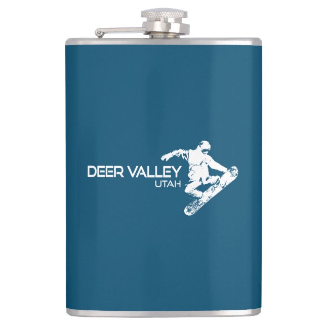 Deer Valley Utah Snowboarder Flask (Front)