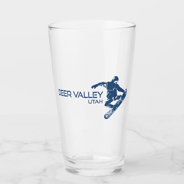 Deer Valley Utah Snowboarder Glass (Front)