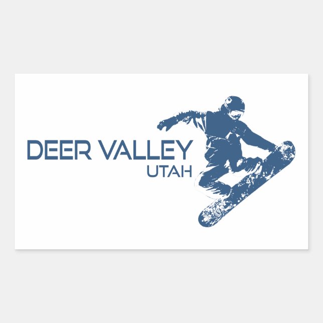 Deer Valley Utah Snowboarder Rectangular Sticker (Front)