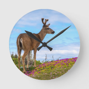 Deer Wall Clock   Coastal Wildflower Wildlife